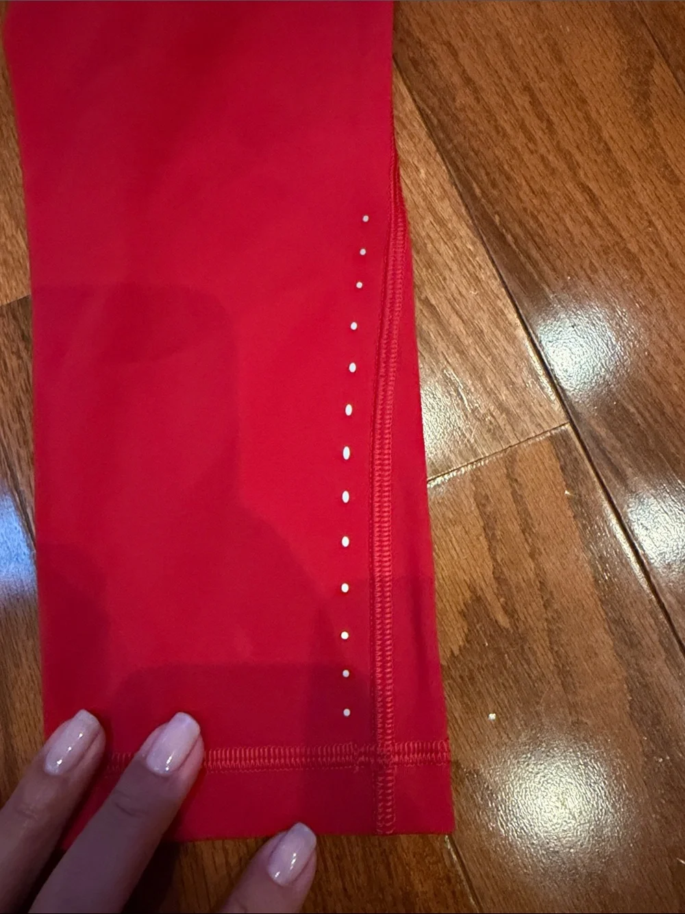lululemon athletica Bright Red Capri Leggings with Reflective Dots